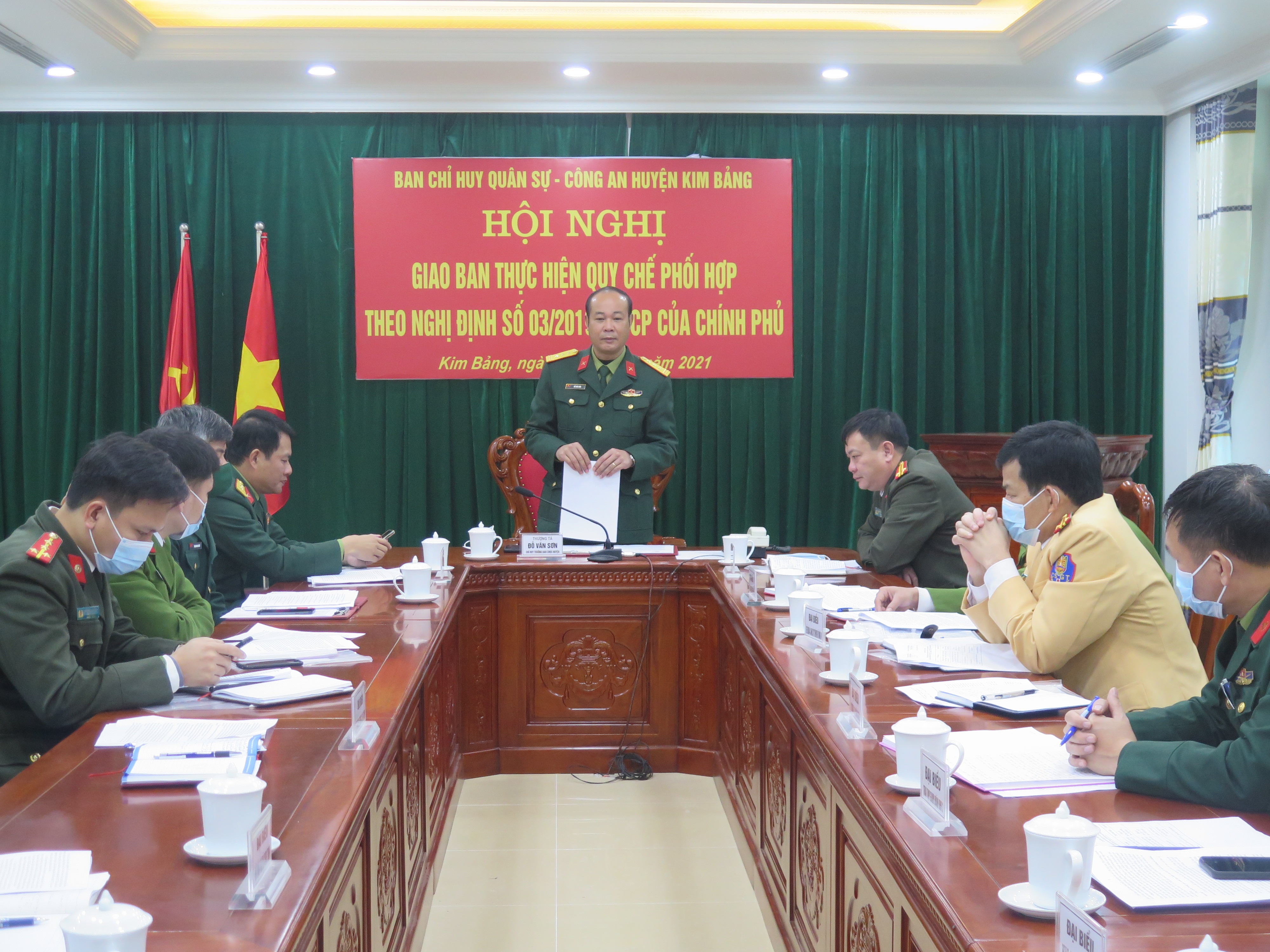 Hội nghị đánh giá kết quả công tác phối hợp giữa 2 ngành quân sự - công an huyện Kim Bảng.jpg