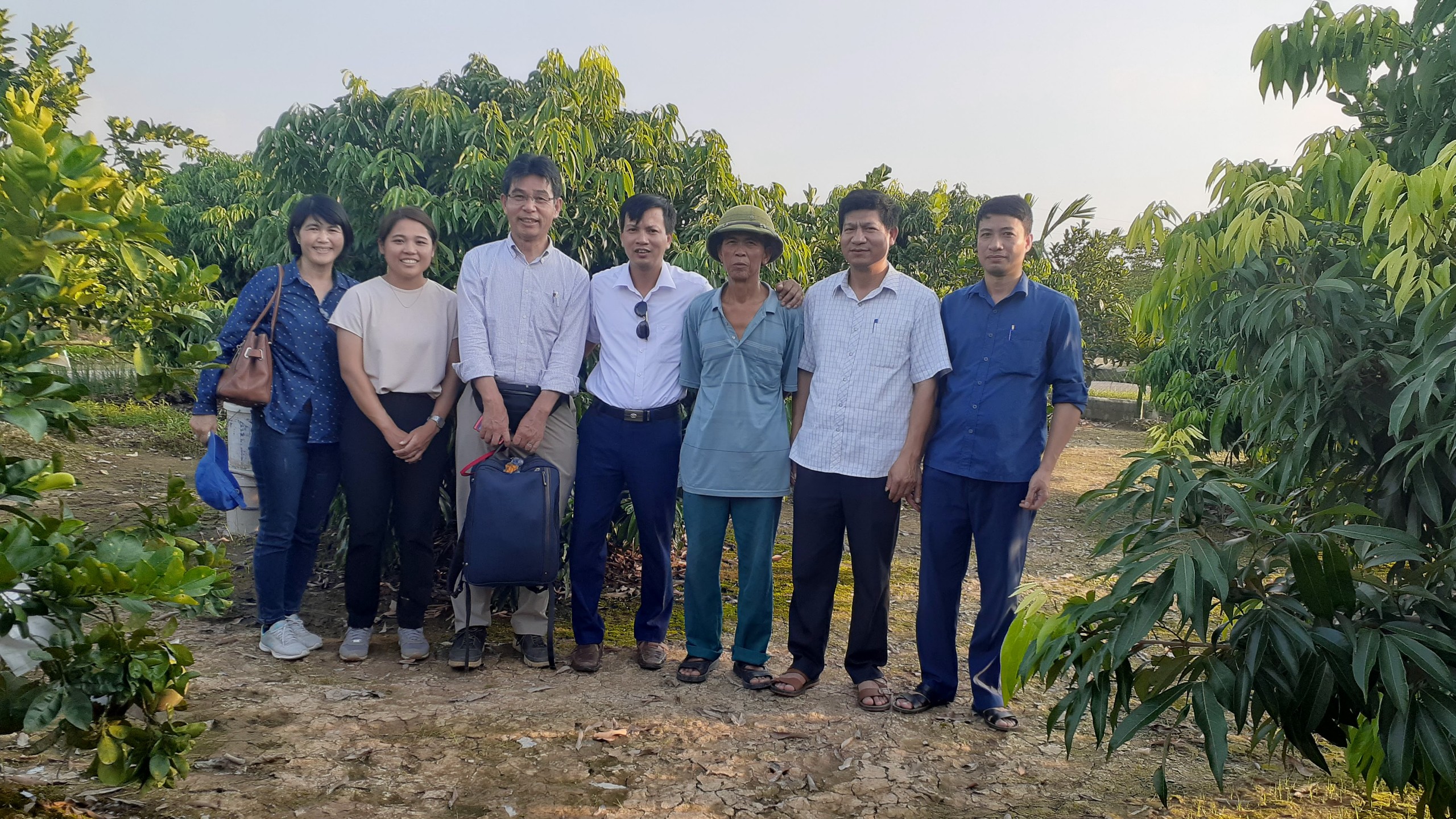 Chuyên gia dự án Jica Nhật Bản thăm và làm việc tại vườn trồng giống Vải lai u trứng của xã Nguyễn Úy.jpg